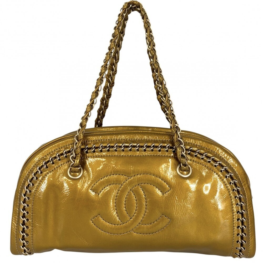 CHANEL Gold Logo Boston Bag
